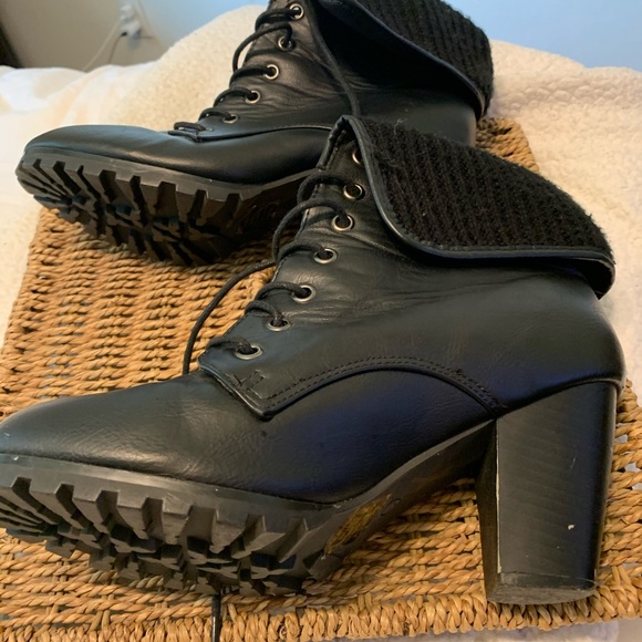 Rue 21 Sweater Top Combat Heel Boots - Picture 3 of 5